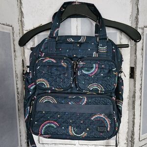 Lug Mini Puddle Jumper Backpack Convertible Tote Rainbow Navy